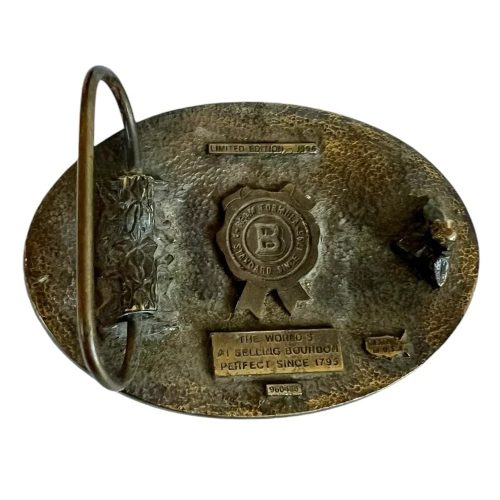 Vintage Jim Beam Sour Mash Whiskey Gold Belt Buckle 1990s Streetwear Western 90s